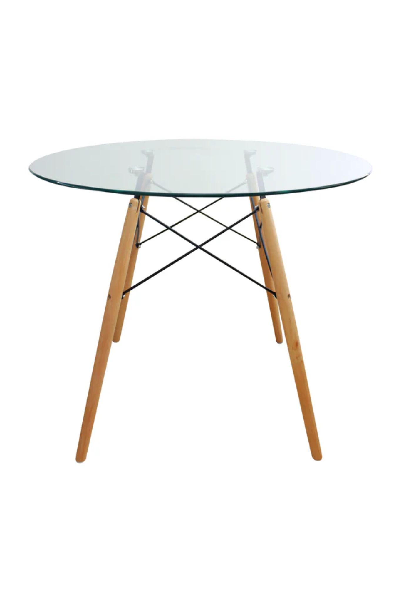 MESA COMEDOR DKR REDONDA TAPA DE CRISTAL