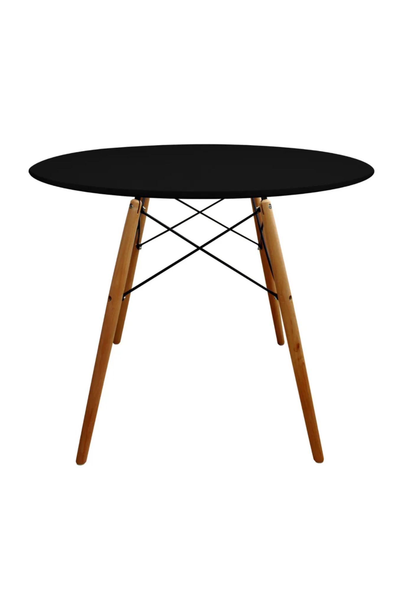 MESA COMEDOR DKR REDONDA TAPA DE MADERA NEGRA